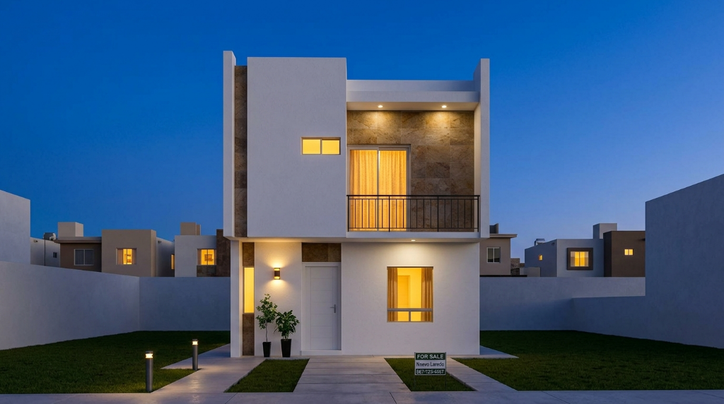 Fachada noche — prototipo VIALEDSA